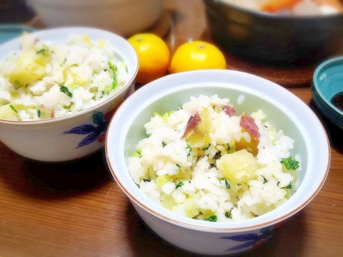 大根菜やかぶ菜で♪ さつま芋菜飯☆